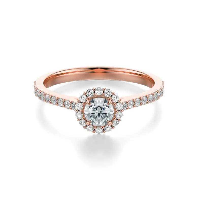 Pierścionek z różowego złota z diamentami